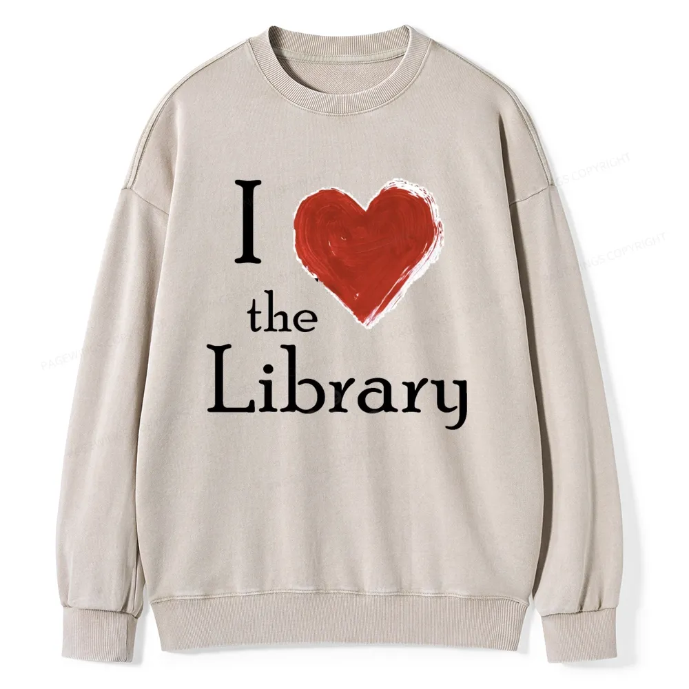 Pagewings I love The Library Unisex Washed Sweatshirt
