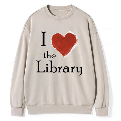 Pagewings I love The Library Unisex Washed Sweatshirt
