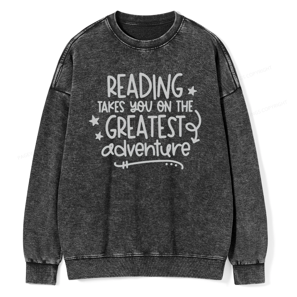Pagewings The Greatest Adventure Unisex Washed Sweatshirt