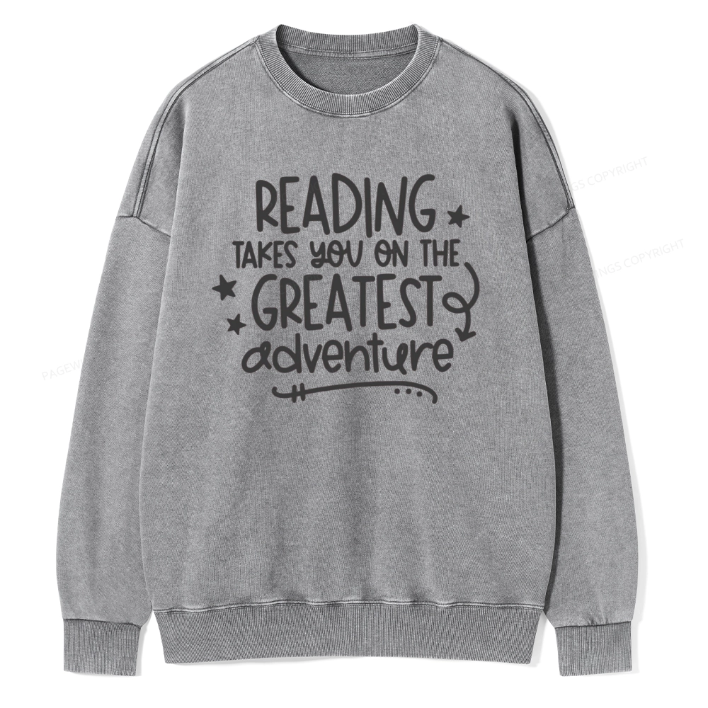 Pagewings The Greatest Adventure Unisex Washed Sweatshirt