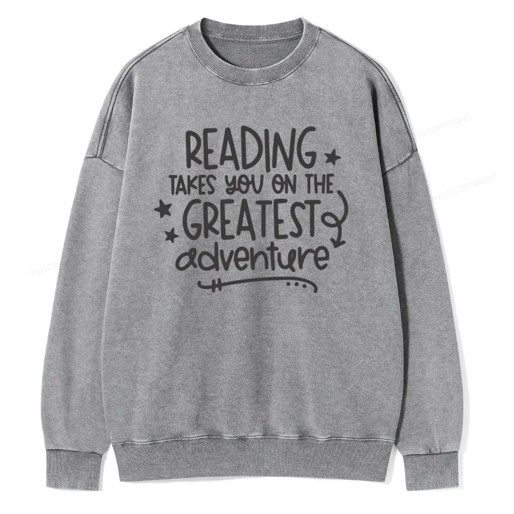 Pagewings The Greatest Adventure Unisex Washed Sweatshirt