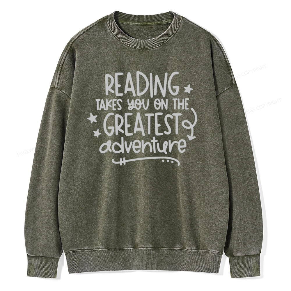 Pagewings The Greatest Adventure Unisex Washed Sweatshirt