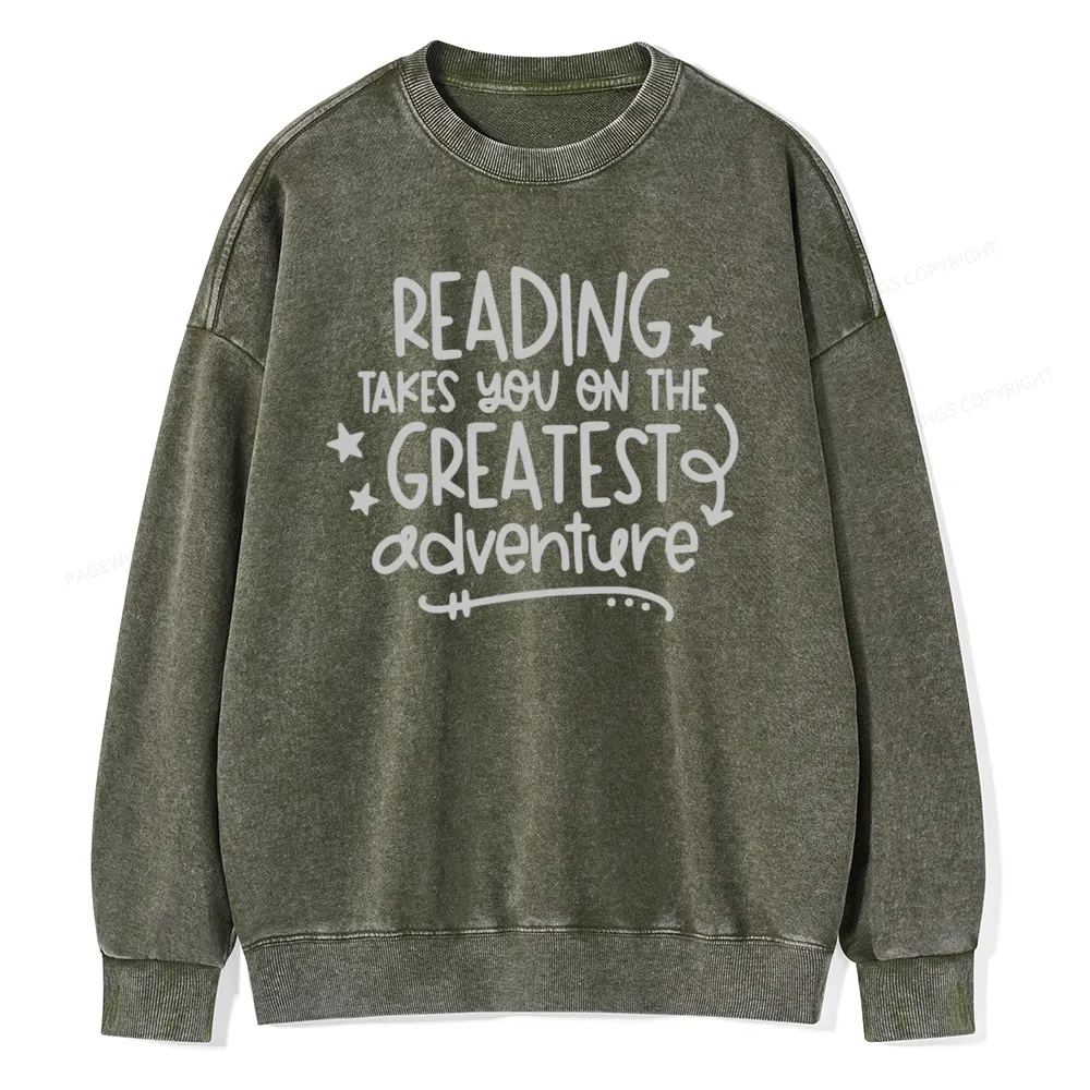 Pagewings The Greatest Adventure Unisex Washed Sweatshirt