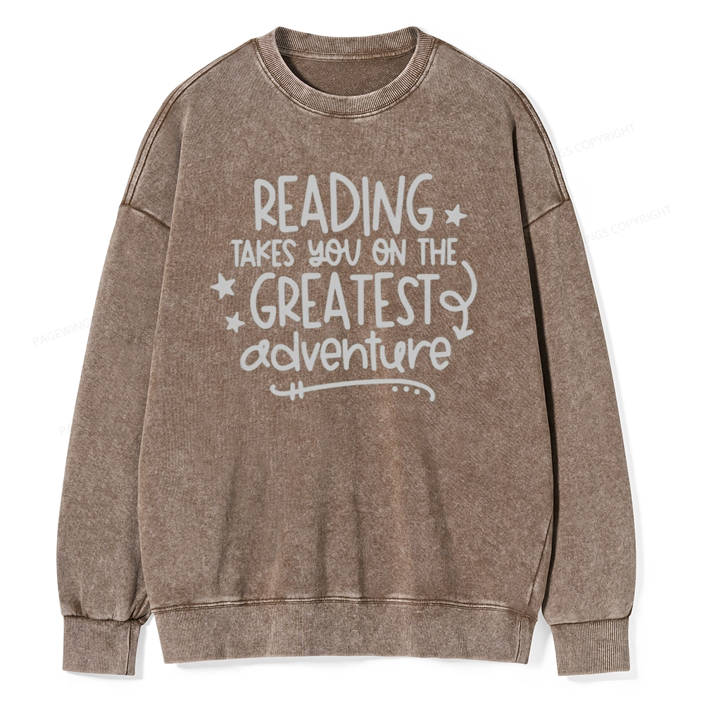 Pagewings The Greatest Adventure Unisex Washed Sweatshirt