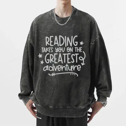 Pagewings The Greatest Adventure Unisex Washed Sweatshirt
