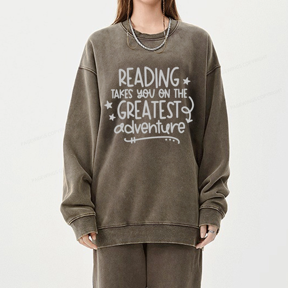 Pagewings The Greatest Adventure Unisex Washed Sweatshirt