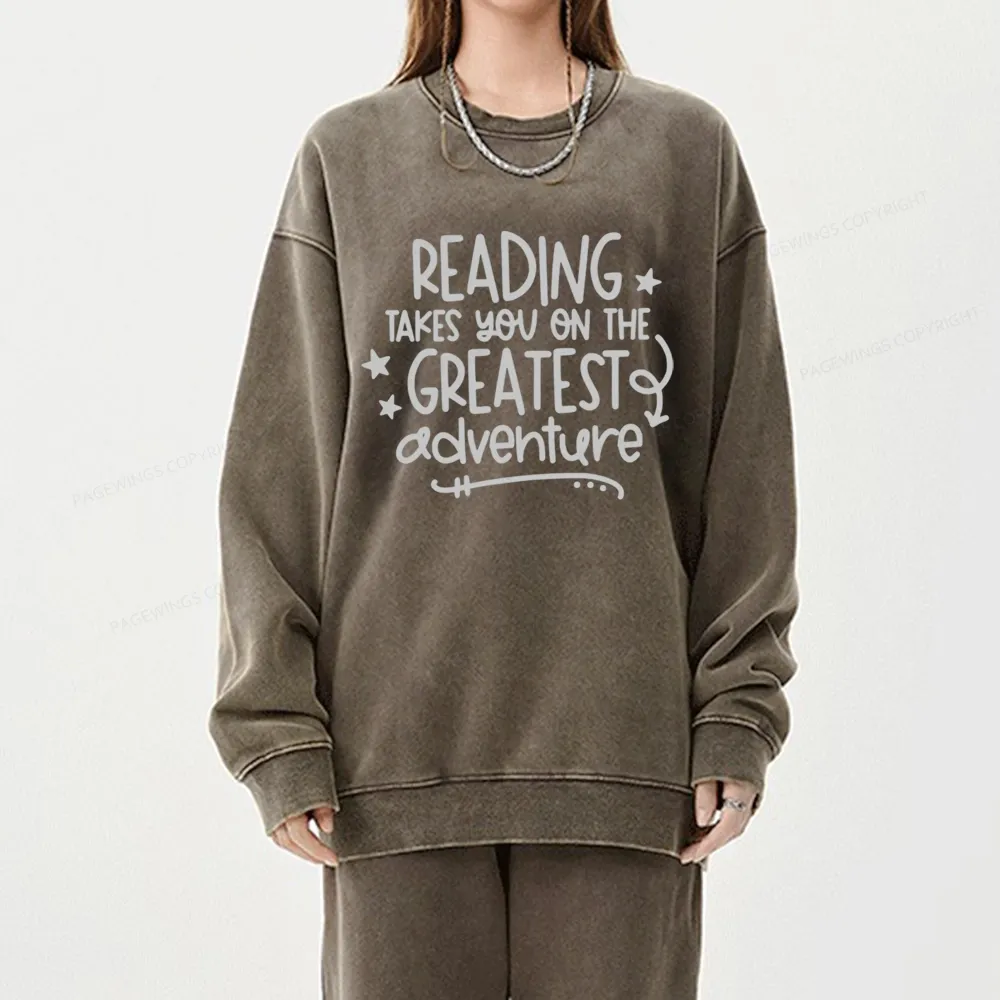 Pagewings The Greatest Adventure Unisex Washed Sweatshirt