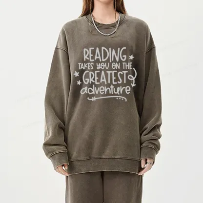 Pagewings The Greatest Adventure Unisex Washed Sweatshirt