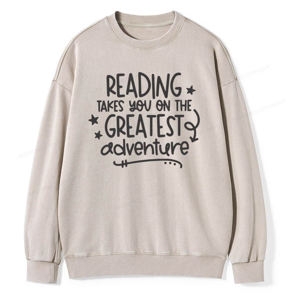 Pagewings The Greatest Adventure Unisex Washed Sweatshirt