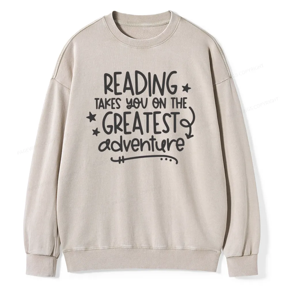 Pagewings The Greatest Adventure Unisex Washed Sweatshirt