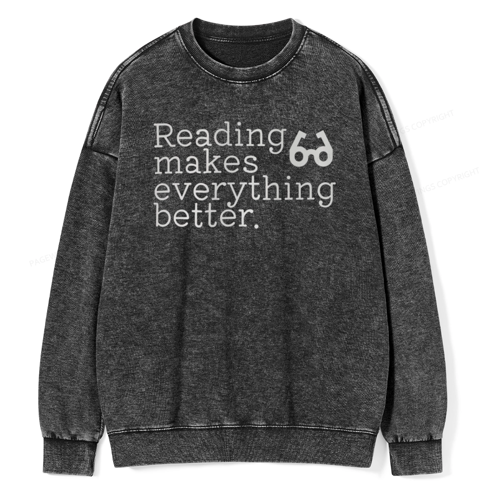 Pagewings Reading Makes Everything Better Unisex Washed Sweatshirt