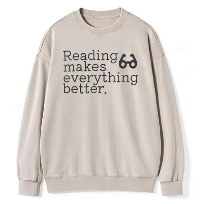 Pagewings Reading Makes Everything Better Unisex Washed Sweatshirt