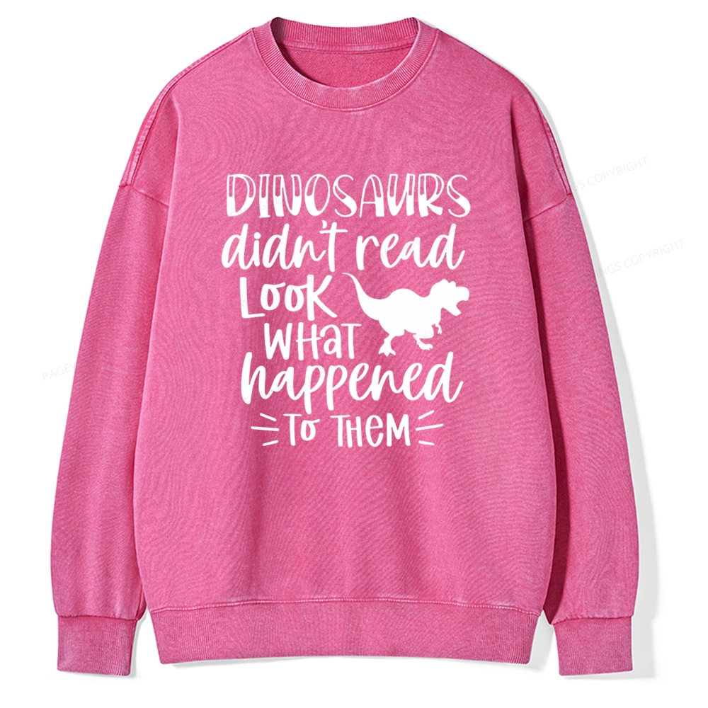 Pagewings Dinosaurs Didn't Read Unisex Washed Sweatshirt