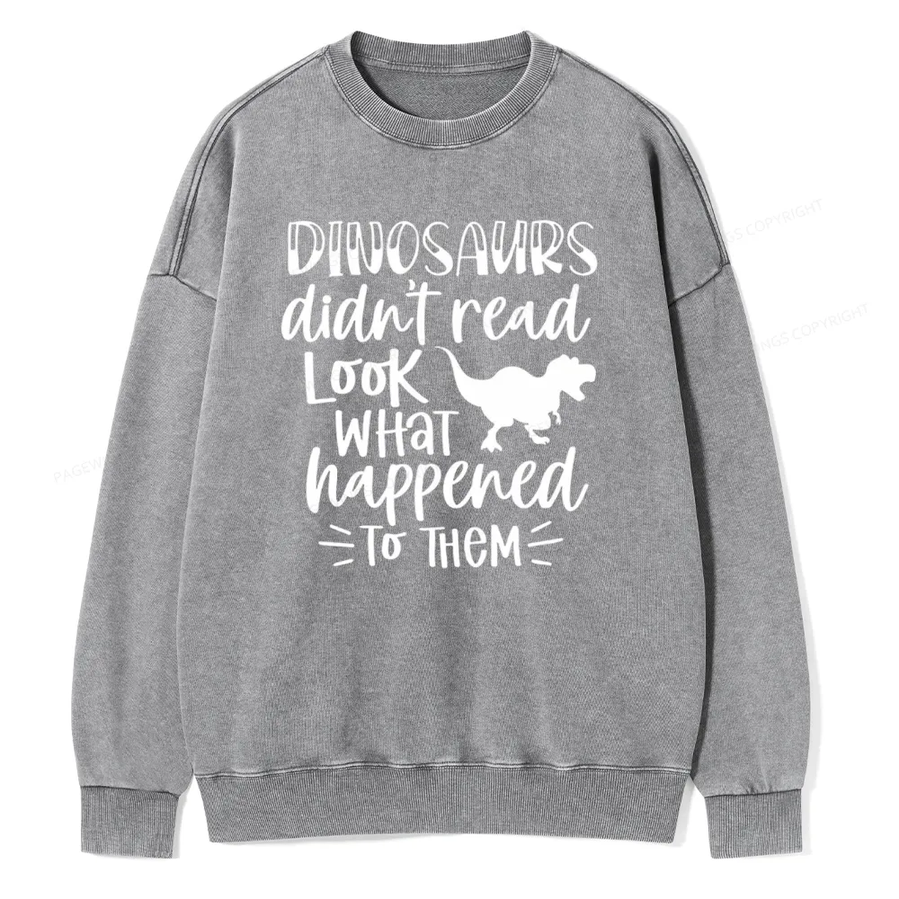 Pagewings Dinosaurs Didn't Read Unisex Washed Sweatshirt