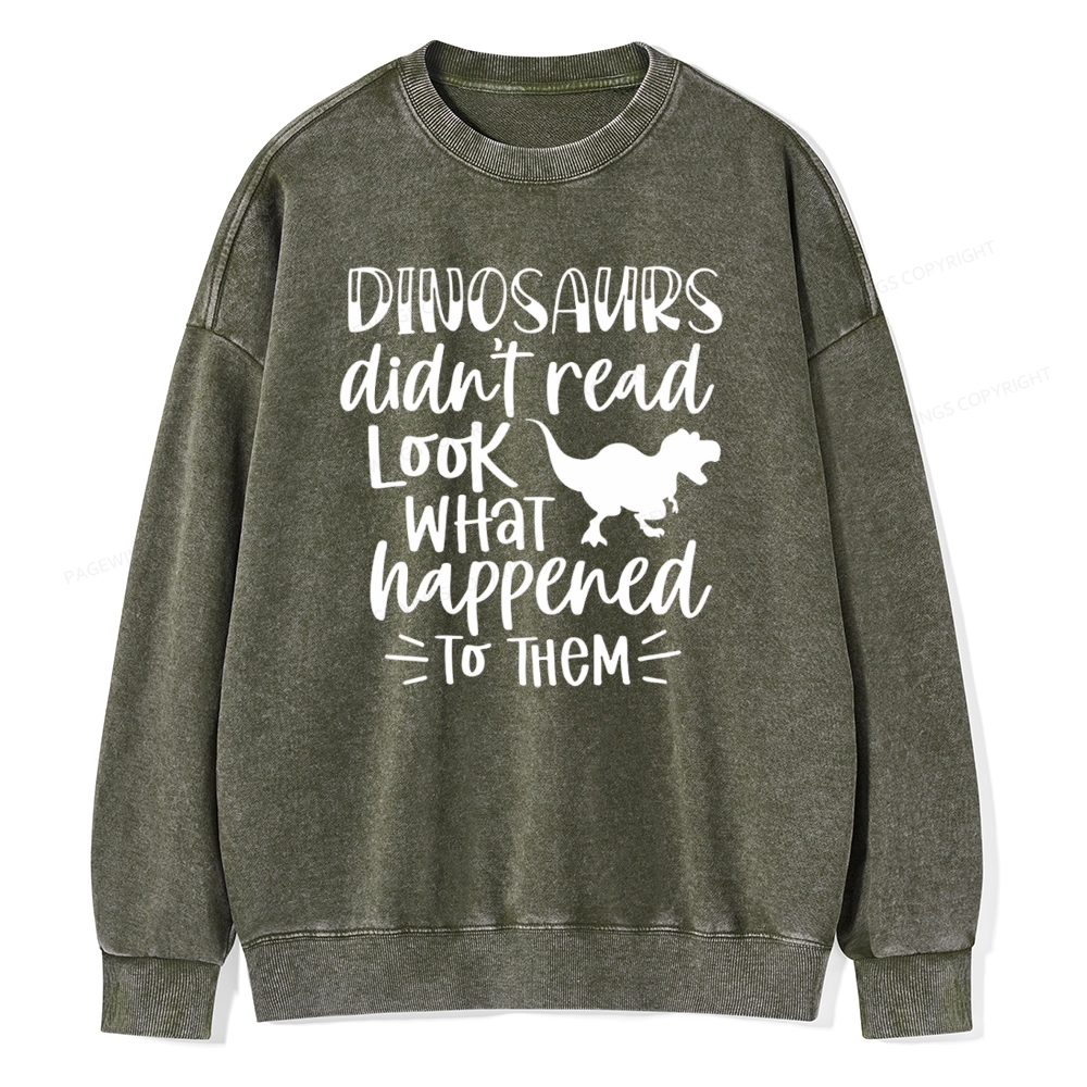 Pagewings Dinosaurs Didn't Read Unisex Washed Sweatshirt