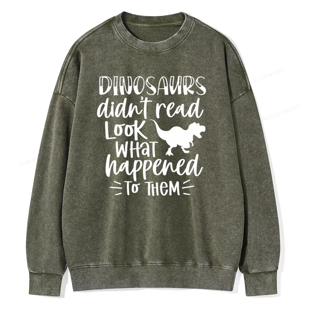 Pagewings Dinosaurs Didn't Read Unisex Washed Sweatshirt