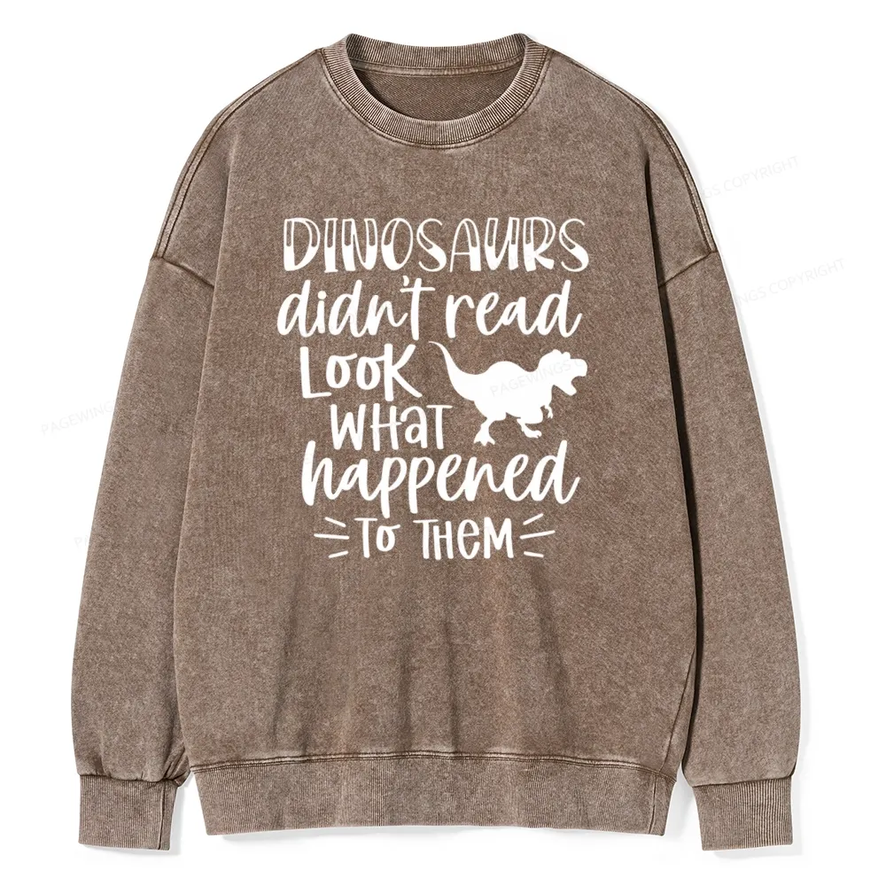 Pagewings Dinosaurs Didn't Read Unisex Washed Sweatshirt