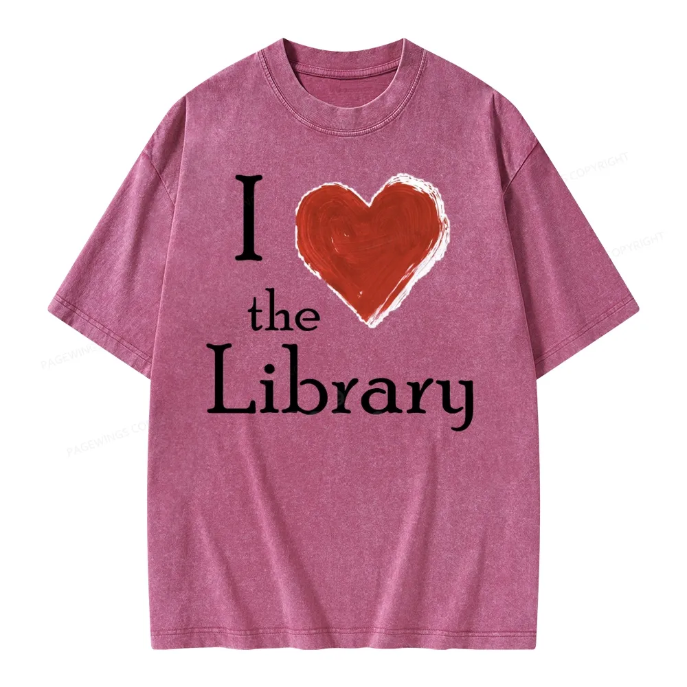 Pagewings I love The Library Unisex Washed T-shirt