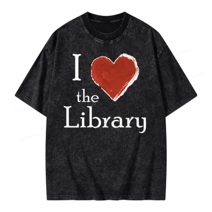 Pagewings I love The Library Unisex Washed T-shirt