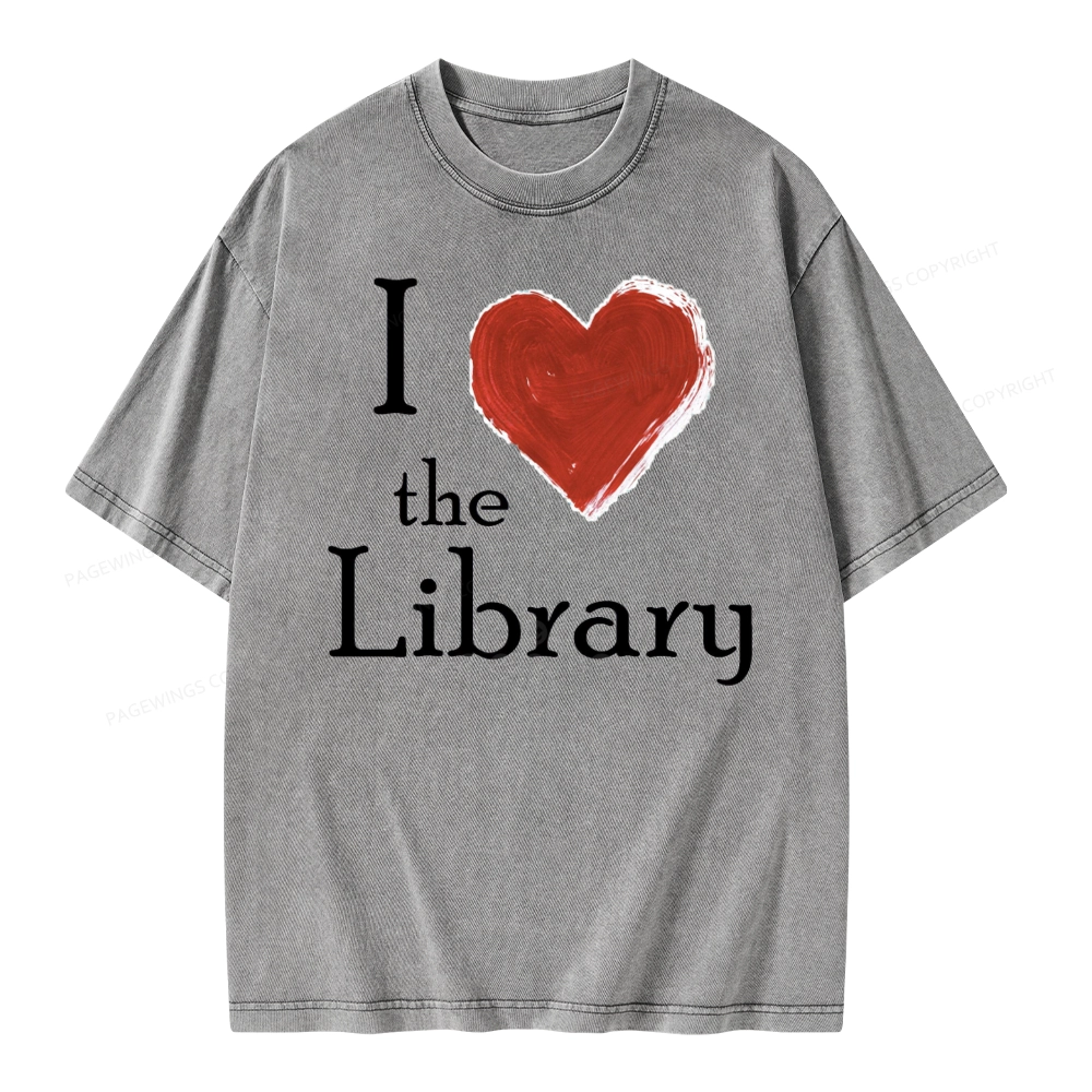 Pagewings I love The Library Unisex Washed T-shirt