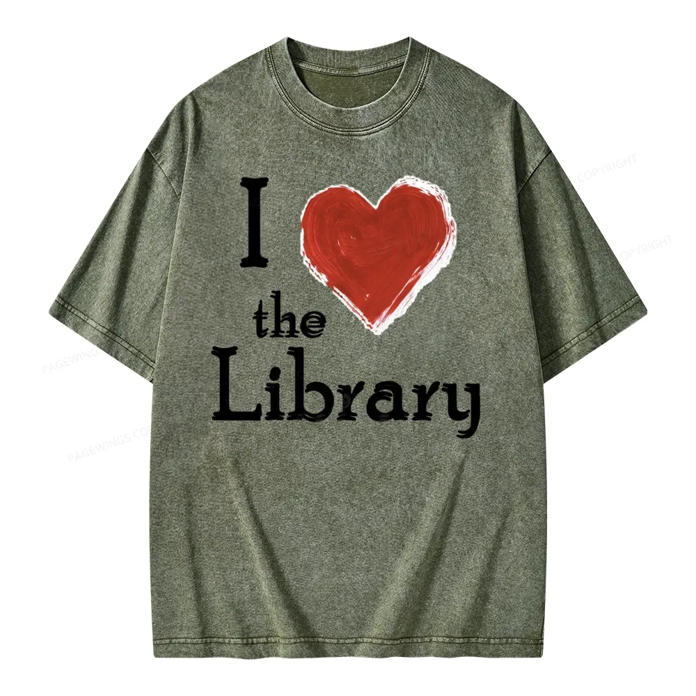Pagewings I love The Library Unisex Washed T-shirt