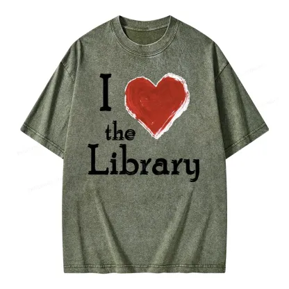Pagewings I love The Library Unisex Washed T-shirt