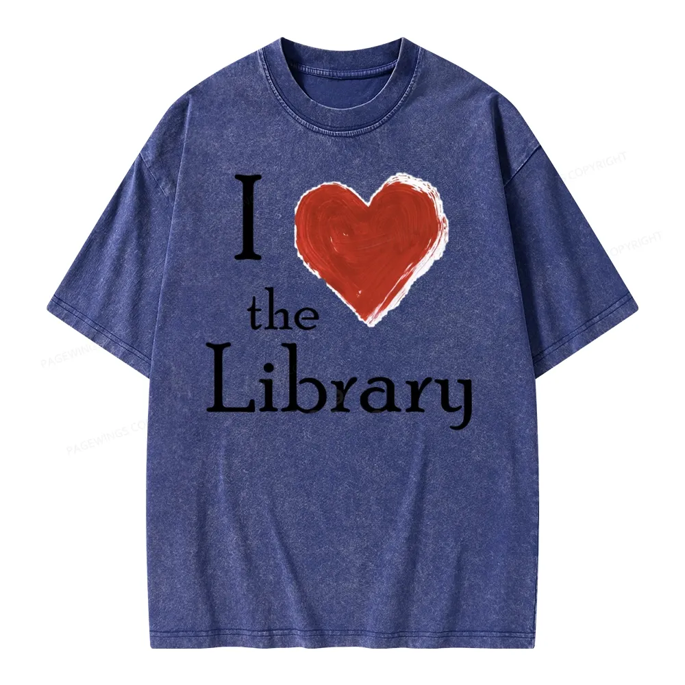 Pagewings I love The Library Unisex Washed T-shirt