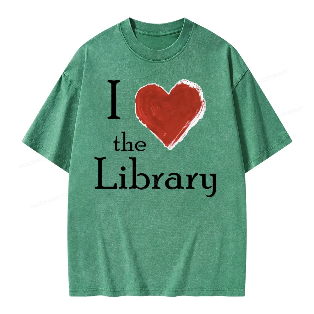 Pagewings I love The Library Unisex Washed T-shirt