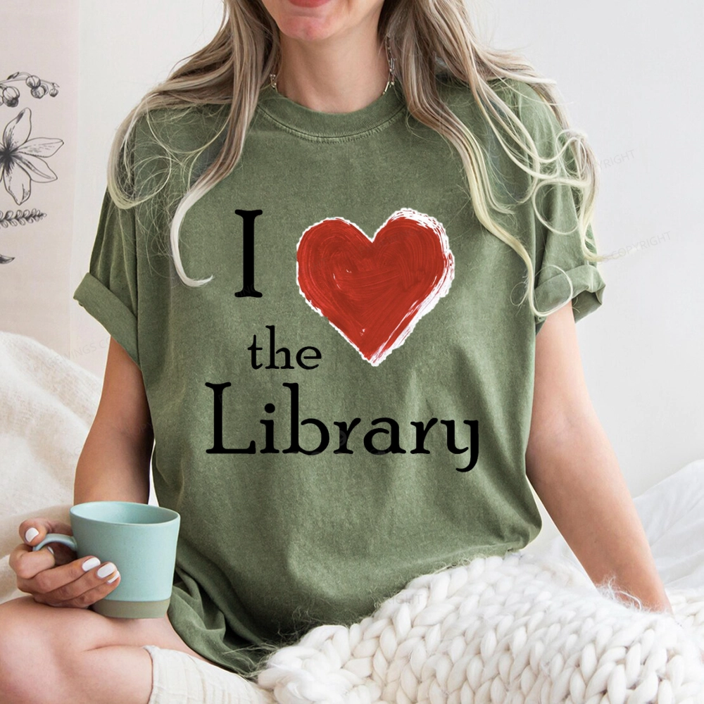 Pagewings I love The Library Unisex Washed T-shirt