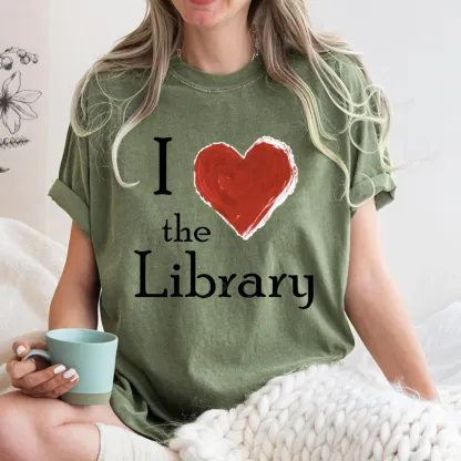 Pagewings I love The Library Unisex Washed T-shirt