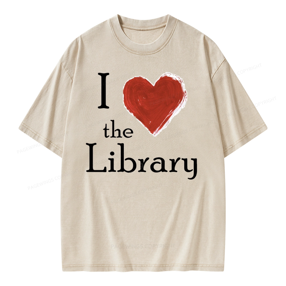 Pagewings I love The Library Unisex Washed T-shirt