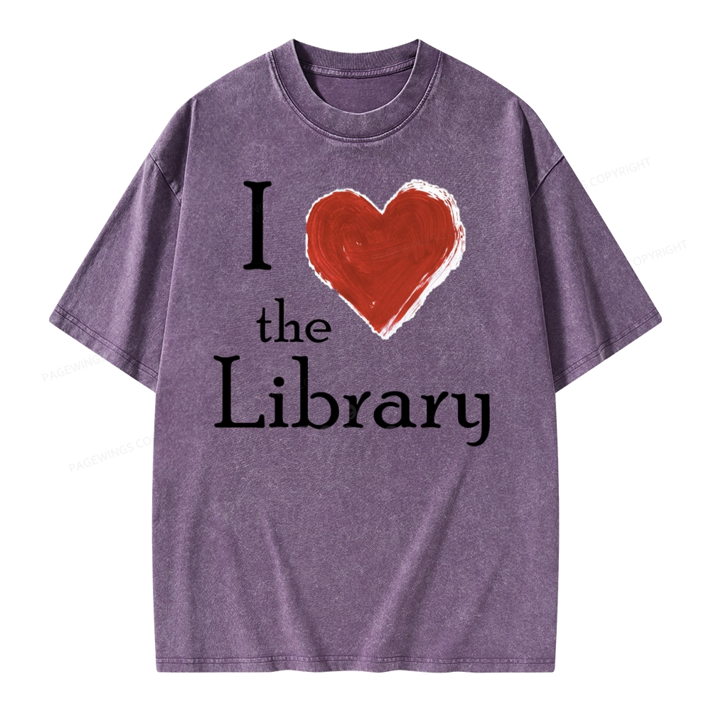 Pagewings I love The Library Unisex Washed T-shirt