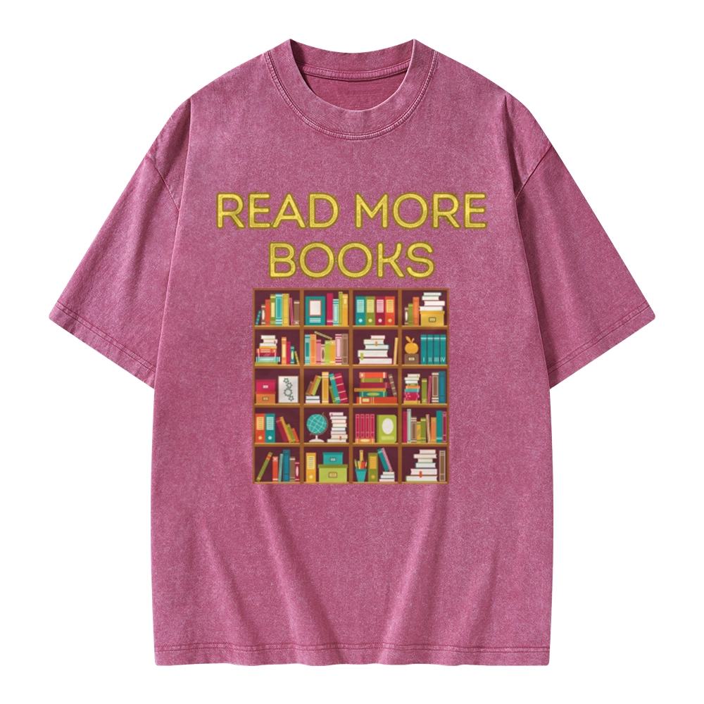 Pagewings Read More Books Bookshelves Unisex Washed T-shirt