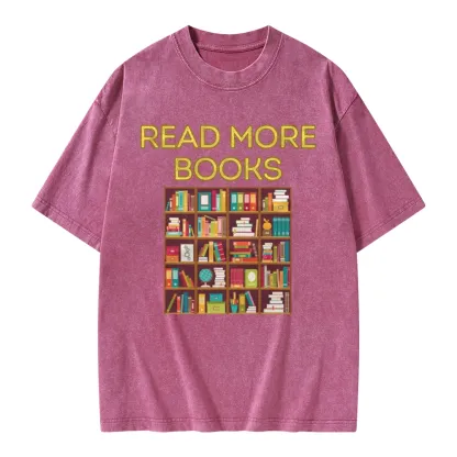 Pagewings Read More Books Bookshelves Unisex Washed T-shirt