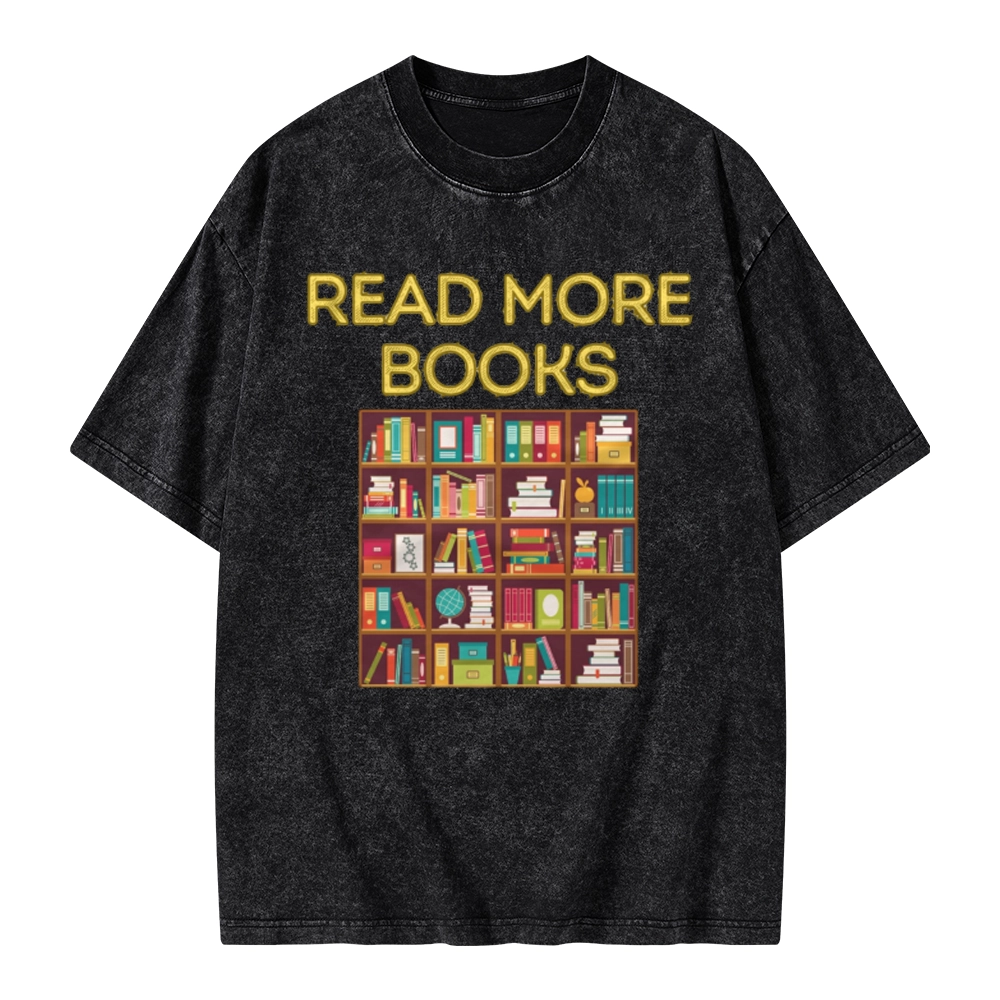Pagewings Read More Books Bookshelves Unisex Washed T-shirt
