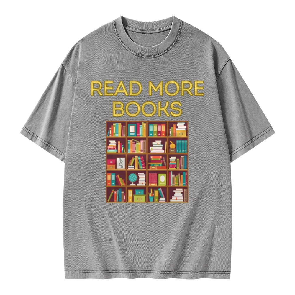 Pagewings Read More Books Bookshelves Unisex Washed T-shirt