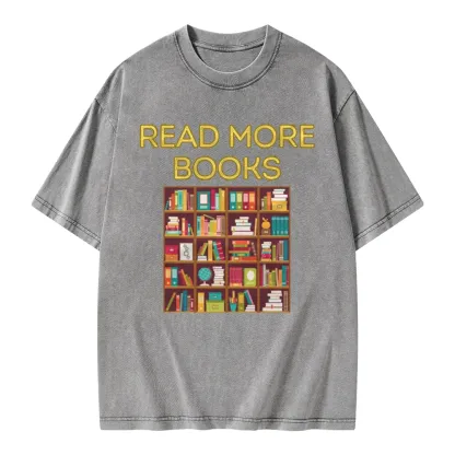 Pagewings Read More Books Bookshelves Unisex Washed T-shirt