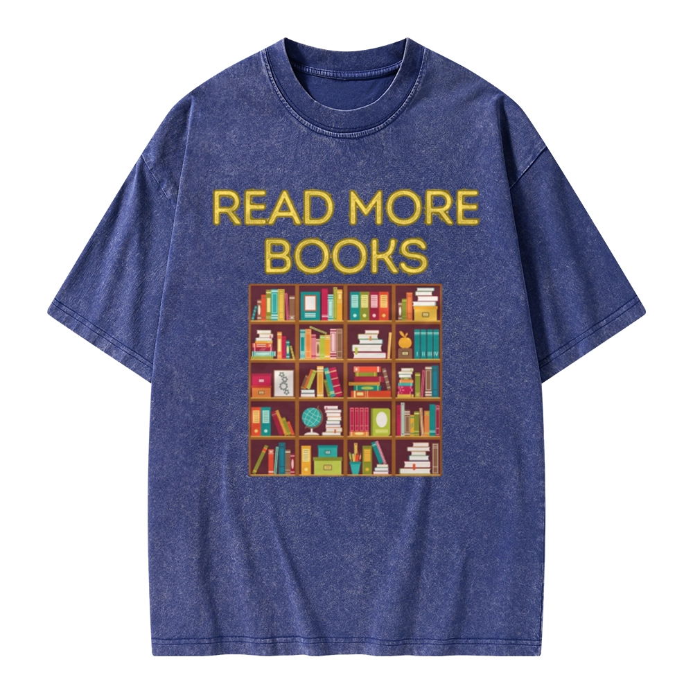 Pagewings Read More Books Bookshelves Unisex Washed T-shirt