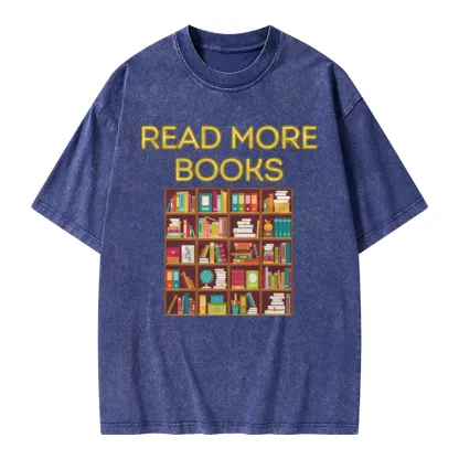 Pagewings Read More Books Bookshelves Unisex Washed T-shirt