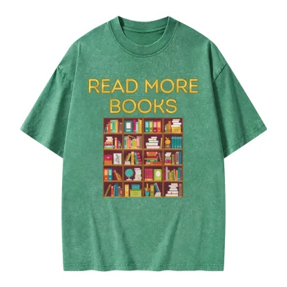 Pagewings Read More Books Bookshelves Unisex Washed T-shirt