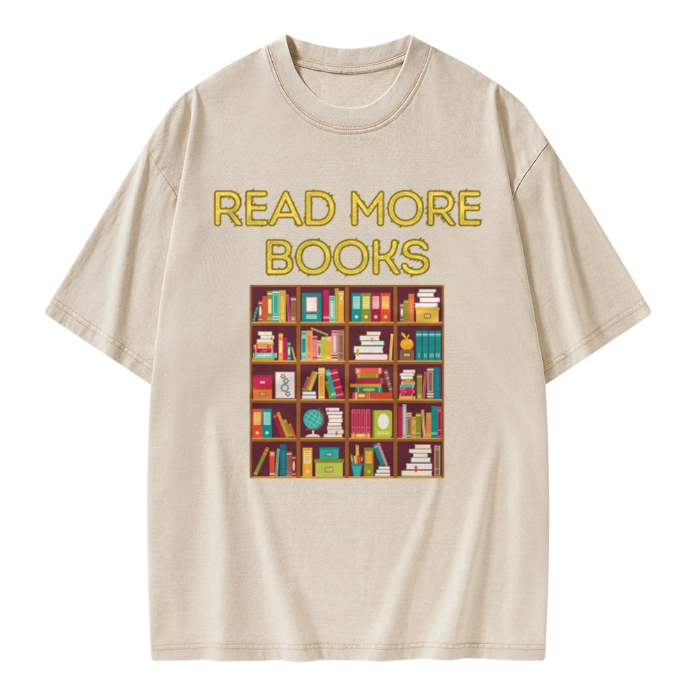 Pagewings Read More Books Bookshelves Unisex Washed T-shirt