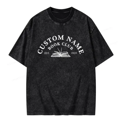 Pagewings Personalized Custom Book Club Unisex Washed T-shirt