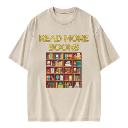 Pagewings Read More Books Bookshelves Unisex Washed T-shirt