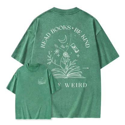 Pagewings Comfort Colors Read Books Be Kind Stay Weird Unisex Washed T-shirt