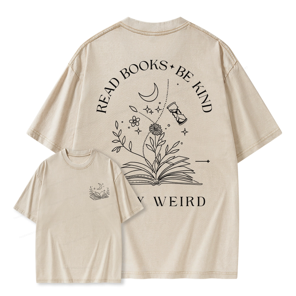Pagewings Comfort Colors Read Books Be Kind Stay Weird Unisex Washed T-shirt