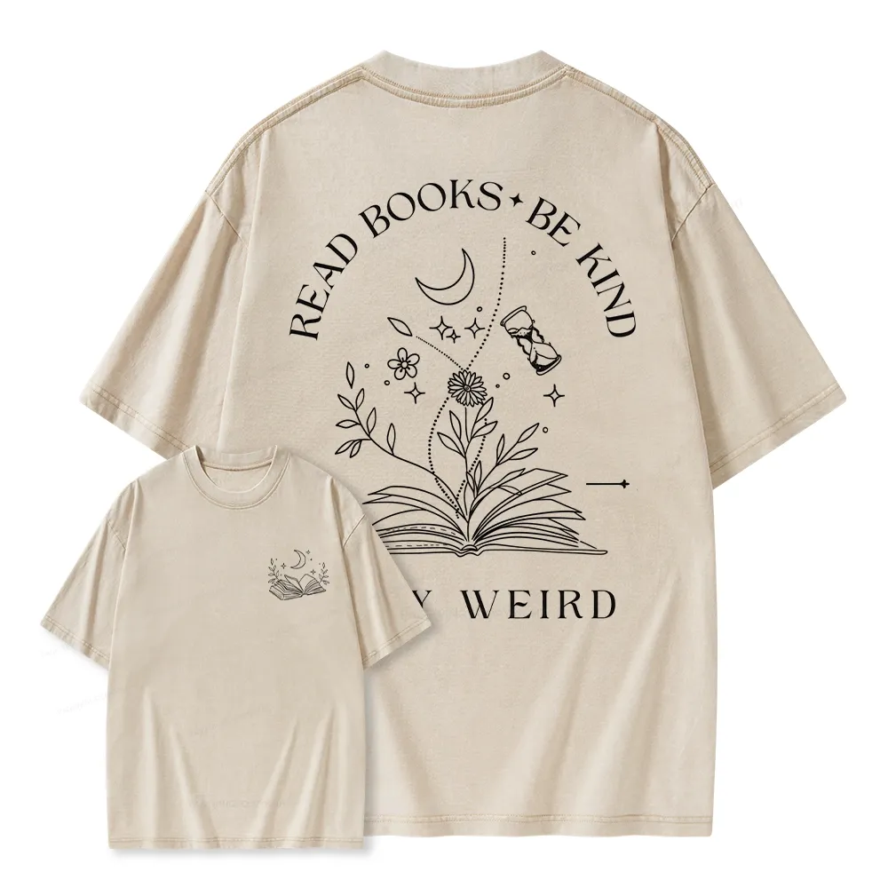 Pagewings Comfort Colors Read Books Be Kind Stay Weird Unisex Washed T-shirt