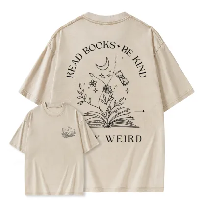 Pagewings Comfort Colors Read Books Be Kind Stay Weird Unisex Washed T-shirt