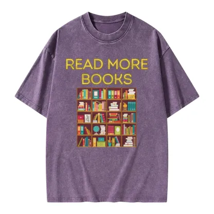 Pagewings Read More Books Bookshelves Unisex Washed T-shirt