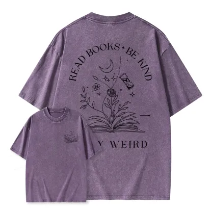 Pagewings Comfort Colors Read Books Be Kind Stay Weird Unisex Washed T-shirt