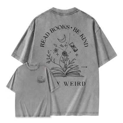 Pagewings Comfort Colors Read Books Be Kind Stay Weird Unisex Washed T-shirt